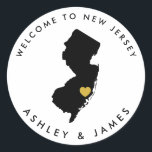 New Jersey State Wedding Welcome Sticker Tag<br><div class="desc">Use this sticker to label the welcome bags or treat boxes for your out of town hotel guests,  and welcome them to New Jersey.</div>