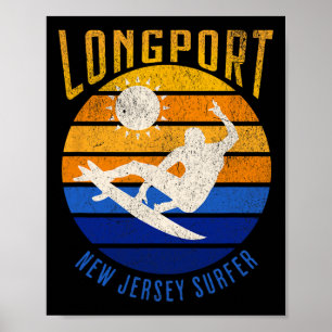 New Jersey Surfer Longport Nj Surfing Beaches Beac Poster