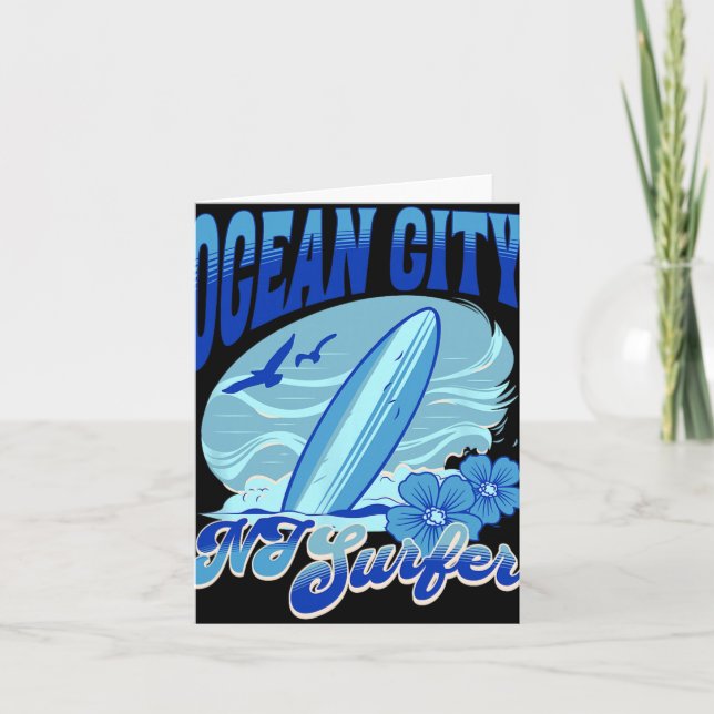 New Jersey Surfer Ocean City Nj Surfing Beach Sand Card (Front)