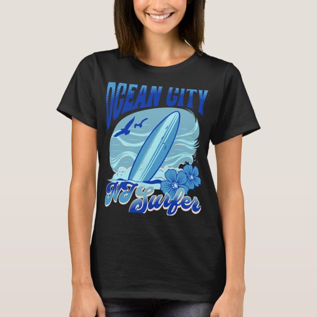 New Jersey Surfer Ocean City Nj Surfing Beach Sand T-Shirt (Front)