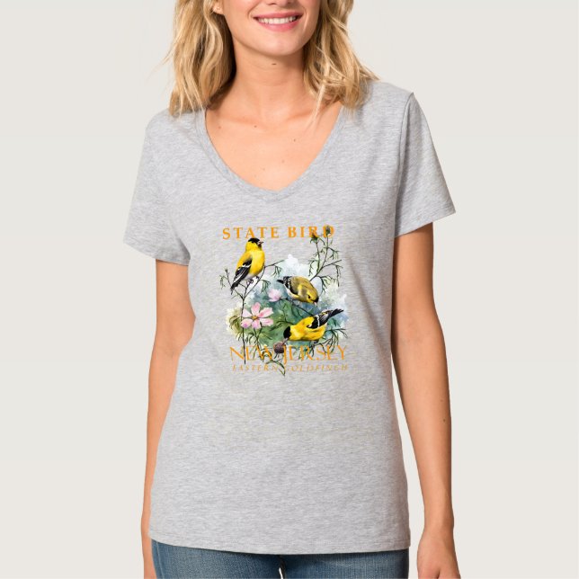 New Jersey Territory Bird The Eastern Goldfinch T-Shirt (Front)