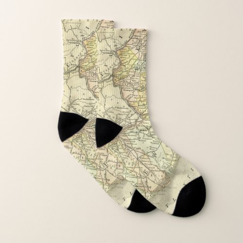 New Jersey Travel Antique Map Towns  Counties Socks