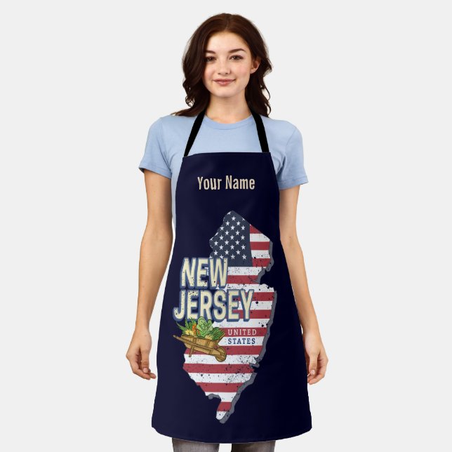 New Jersey United States Retro Map USA Souvenir Apron (Worn)