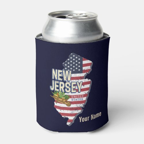 New Jersey United States Retro Map USA Souvenir Can Cooler