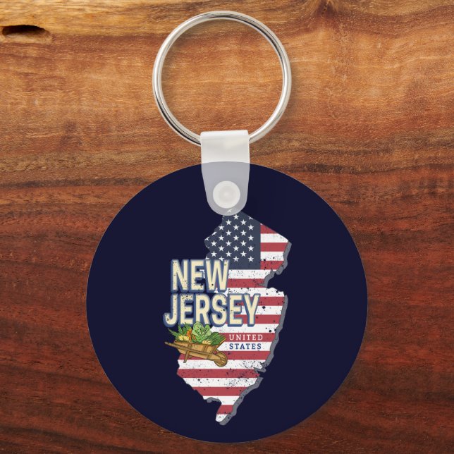 New Jersey United States Retro Map USA Souvenir Keychain (Front)