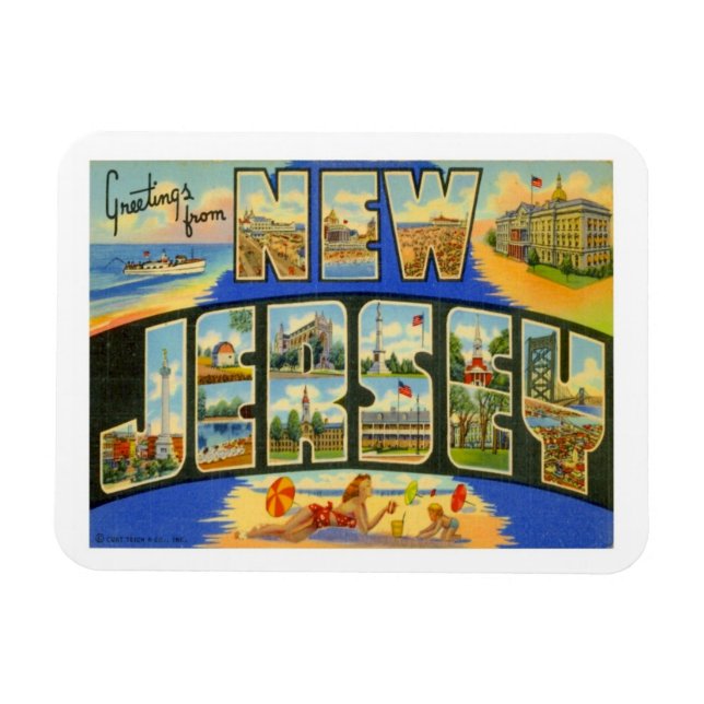 New Jersey Vintage States Travel Magnet (Horizontal)