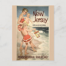 New Jersey Seashore by Train Vintage United States Travel Advertisement  Poster 