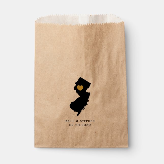 New Jersey Wedding Favor Treat Sacks, Gift Bags (Front)
