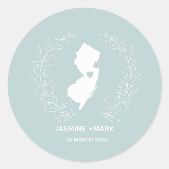 New Jersey wedding favors custom Classic Round Sticker (Front)