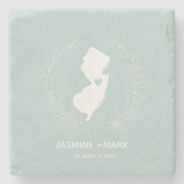 New Jersey wedding favors custom Stone Coaster (Front)