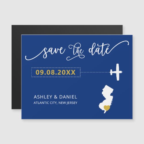 New Jersey Wedding Save the Date Card Map Magnetic Invitation