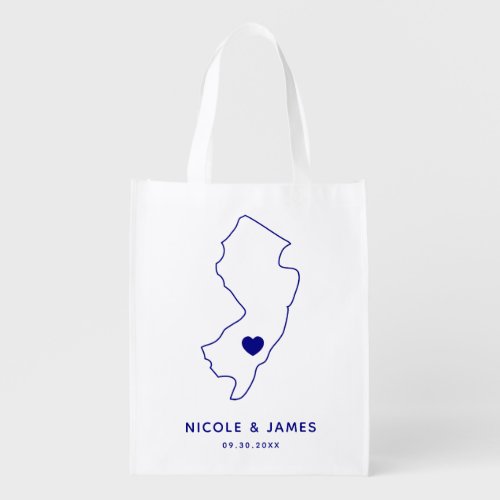 New Jersey Wedding Welcome Bag Navy Tote with Map