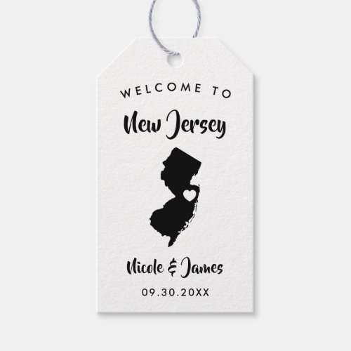 New Jersey Wedding Welcome Bag Tags Map Gift Tags