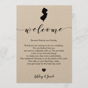 New Jersey Wedding Welcome Letter & Itinerary Card