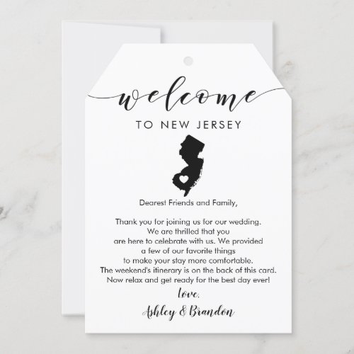 New Jersey Wedding Welcome Tag Letter Itinerary