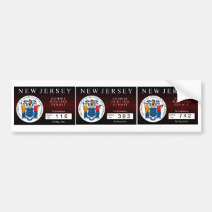 New Jersey Zombie Hunting Permit Bumper Sticker