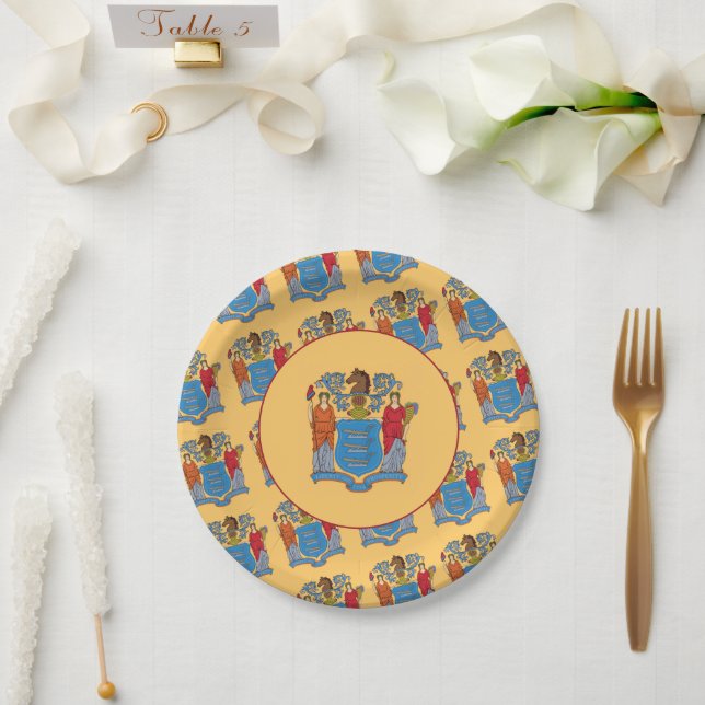 New Jerseyan Flag, Flag of New Jersey Paper Plates (Wedding)