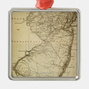New JerseyPanoramic MapNew Jersey Metal Ornament
