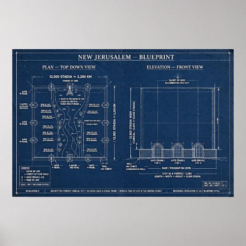 New Jerusalem Blueprint Poster — Revelation 21