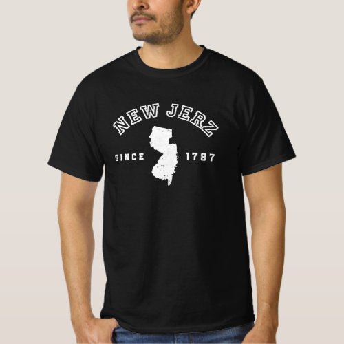 New Jerz Since 1787 New Jersey Map School Style T_Shirt