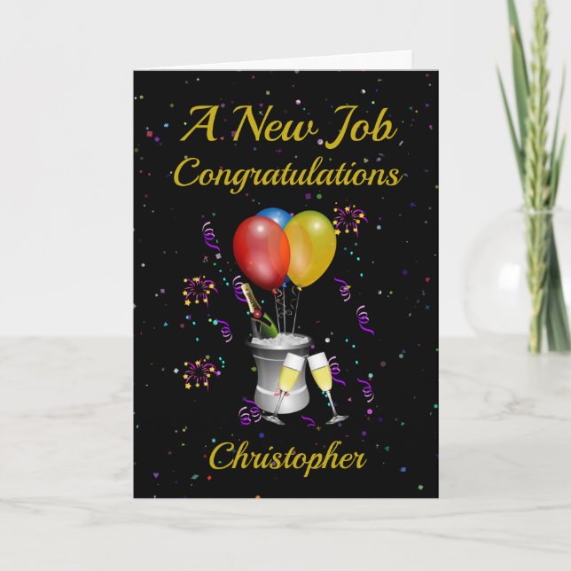 New Job Celebration Black Card (Front)