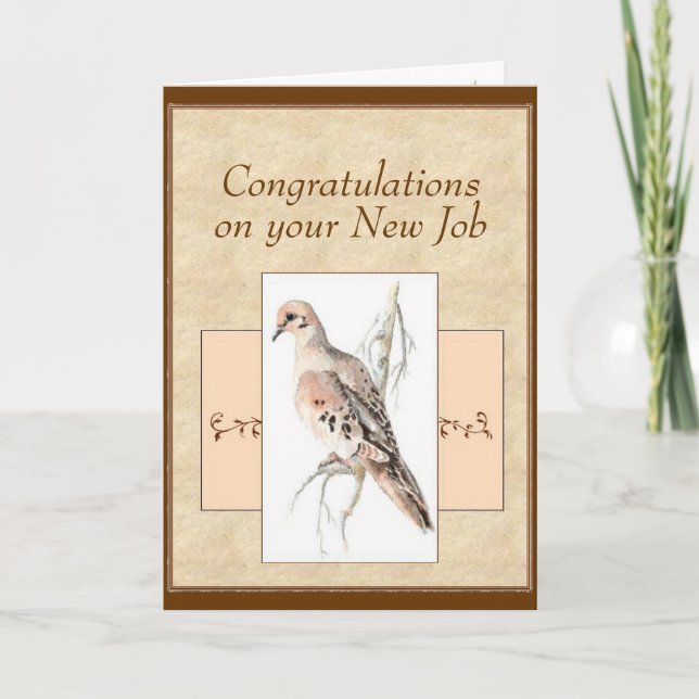  New Job Congratulation  Mourning Dove Turtle Dove Card (Front)