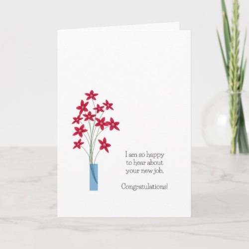 New Job Congratulations Cards cute red flowers Card