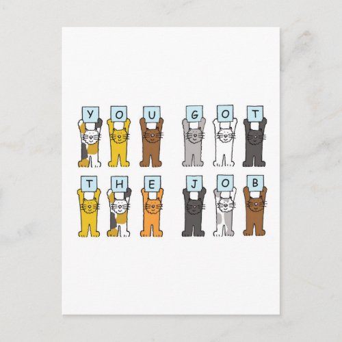 New Job Congratulations Cartoon Cats Postcard