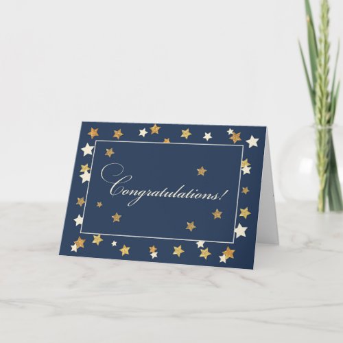 New Job Congratulations Navy Gold Effect Stars Card