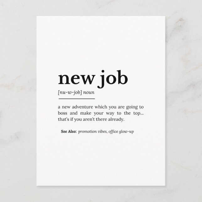 New Job Definition – Funny Motivational Typography Postcard (Front)