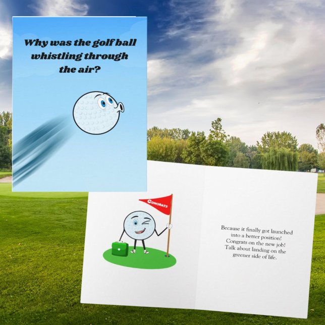New Job Humor Whistling Golf Ball Congratulations Card (Creator Uploaded)