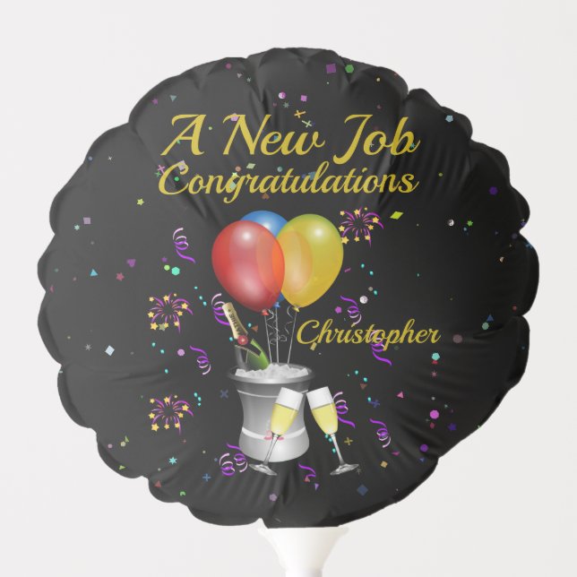 New Job Sparkling Wine Celebration  Balloon (Front)