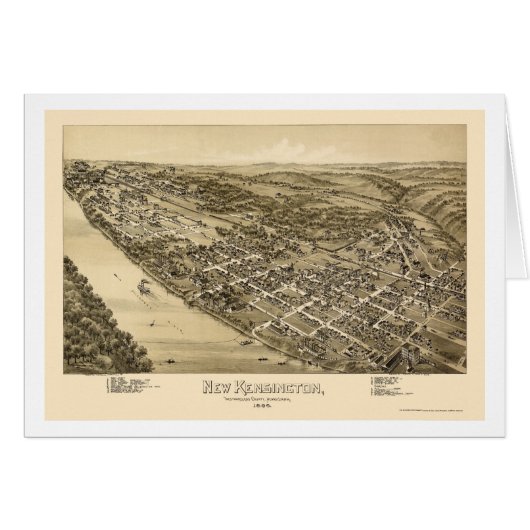 New Kensington, PA Panoramic Map - 1896 Cards (Front Horizontal)