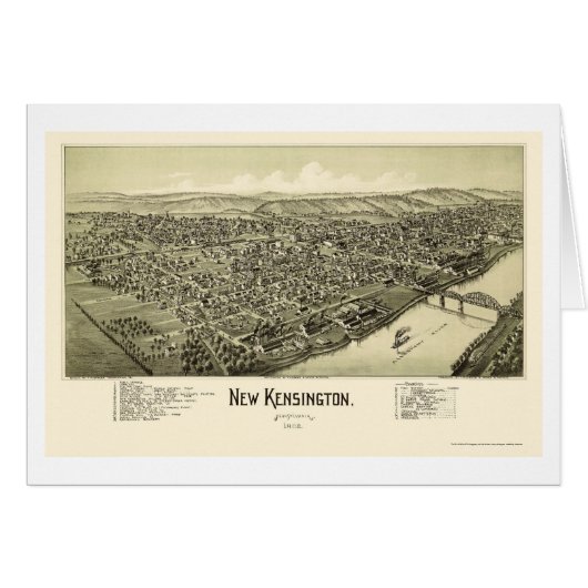 New Kensington, PA Panoramic Map - 1902 Cards (Front Horizontal)