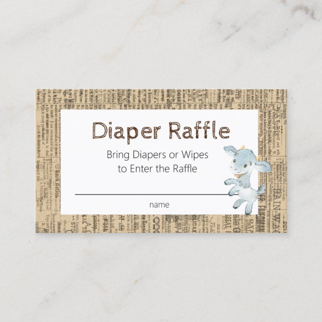 New Kid Farm Goat Diaper Raffle Card  (Front)