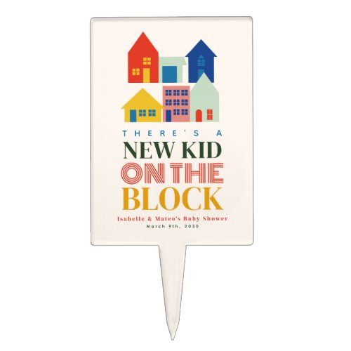 New Kid On The Block 6 Neutral Homes Baby Shower Cake Topper