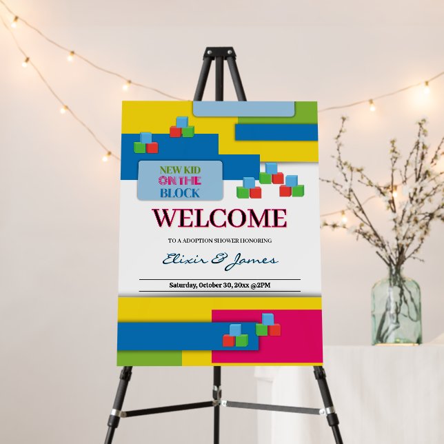 New Kid On The Block Adoption Foster Baby Shower Foam Board (In Situ (Stand))