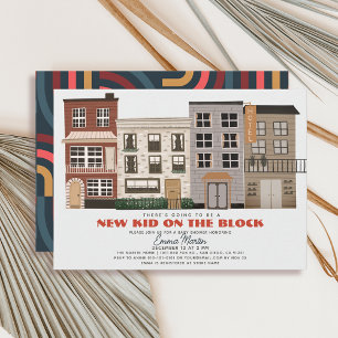 New Kid on the Block City Bldg Boy Baby Shower Invitation