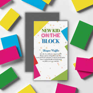 New Kid on the Block Colorful Baby Shower Enclosure Card