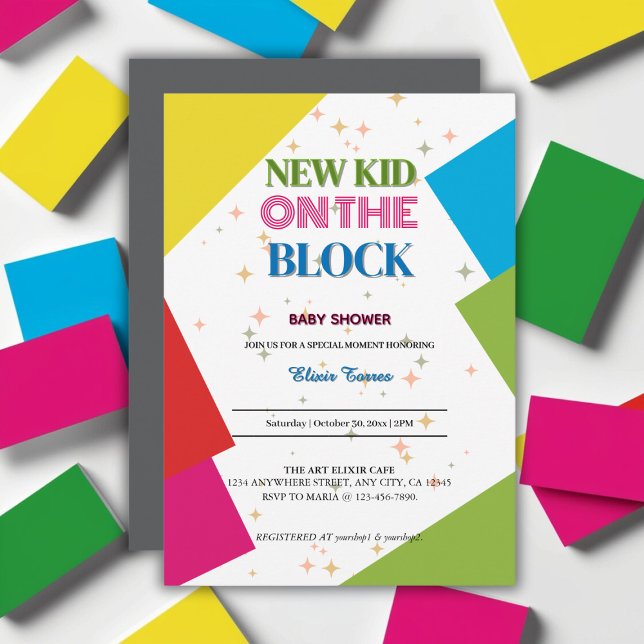 New Kid on the Block Colorful Baby Shower Invitation (Creator Uploaded)