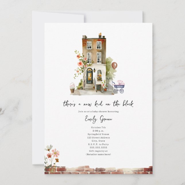 New Kid On The Block Floral Girl Baby Shower Invitation (Front)