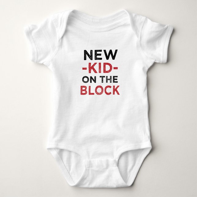 New Kid on the Block funny new baby boy shirt (Front)