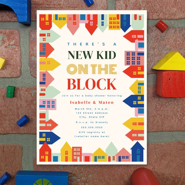 New Kid On The Block Homes Border Baby Shower Invitation (Creator Uploaded)