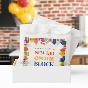 New Kid On The Block Houses Neutral Baby Shower Favor Bag