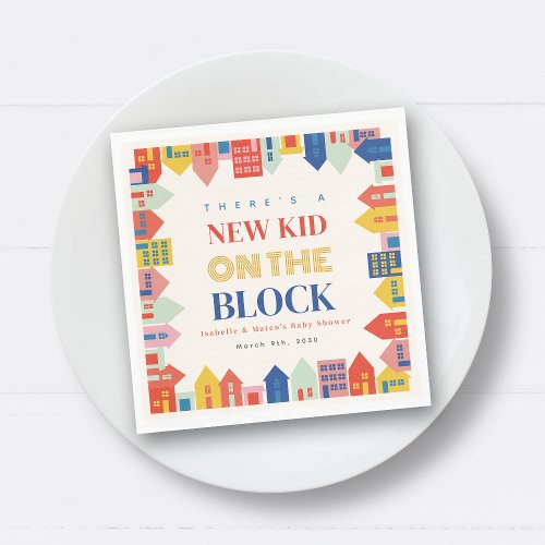 New Kid On The Block Houses Neutral Baby Shower Napkins