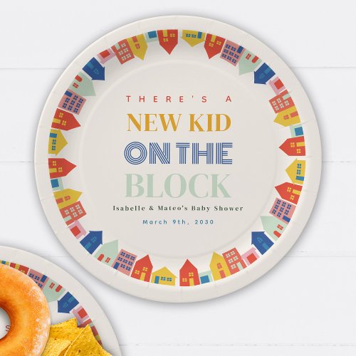 New Kid On The Block Houses Neutral Baby Shower Paper Plates