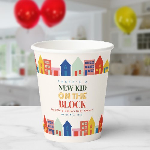 New Kid On The Block Neutral Homes Baby Shower Paper Cups