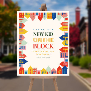 New Kid On The Block Neutral Houses Baby Shower Foam Board