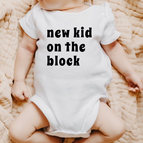 New Kid On The Block Retro Pregnancy Announcement Baby Bodysuit