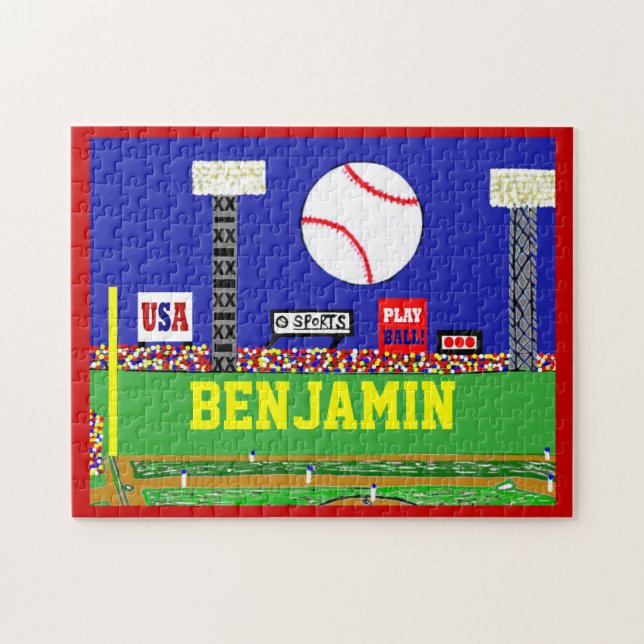 New Kids Sports Baseball Puzzle Personalized Gift (Horizontal)
